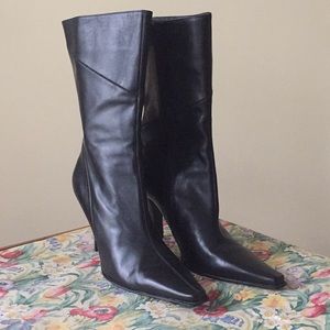 Black leather boots